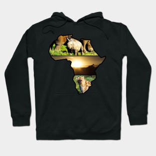 African Wildlife Continent Collage Hoodie